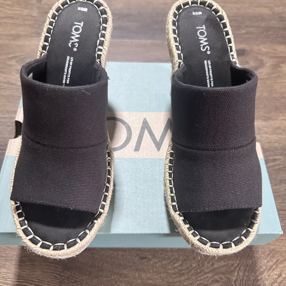 TOMS Women's Black Espadrille Sandals